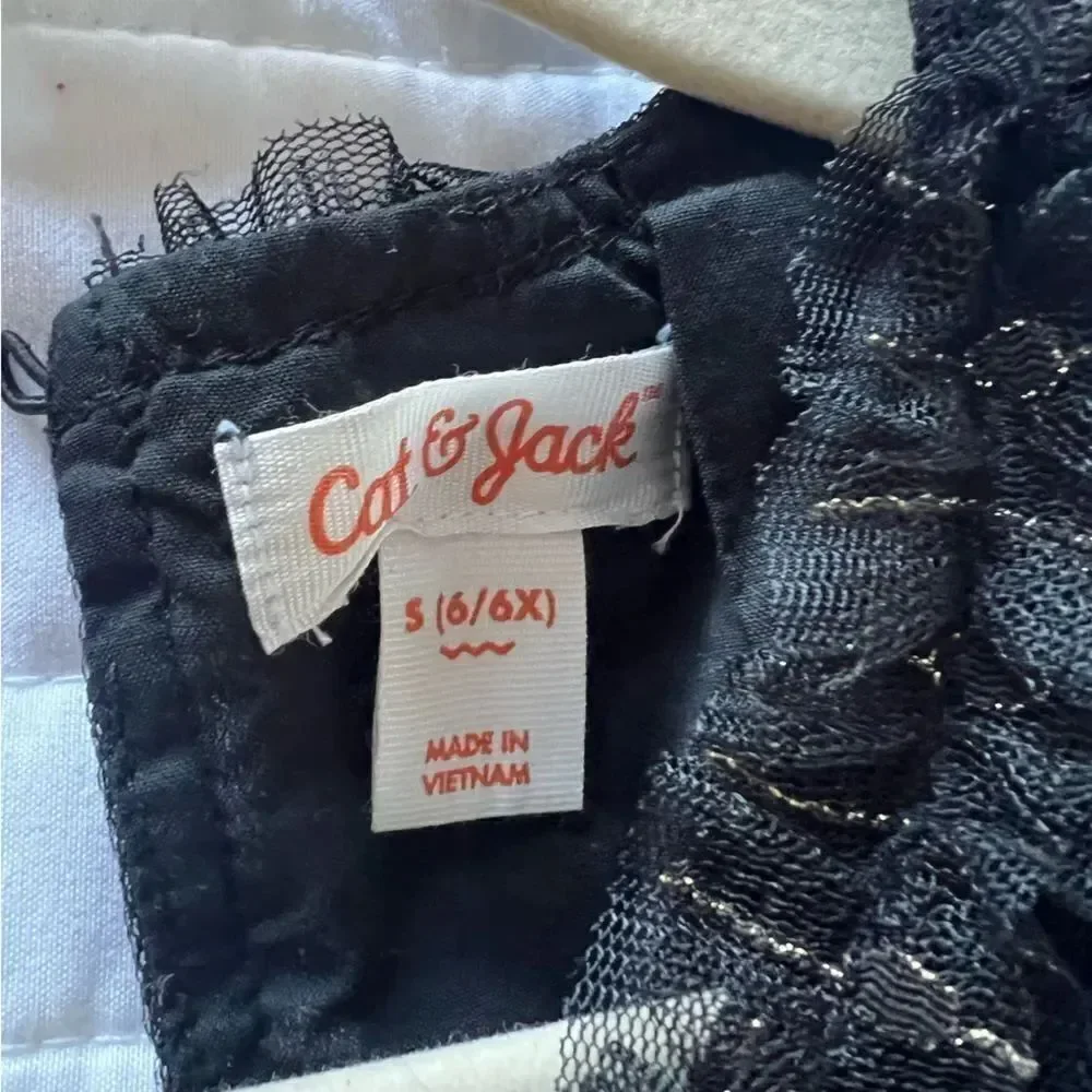 Cat & Jack Metallic Thread Party Black Dress Girls 6/6X EUC